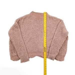 Pomp & Circumstance Oversized Crochet Sweater Peach Cable Knit‎ Soft Warm S/M
